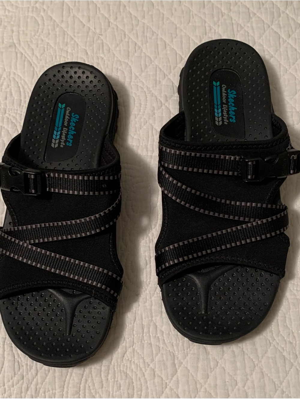 Skechers Women's Black Outdoor Lifestyle with Adjustable Buckle Strap Sandals